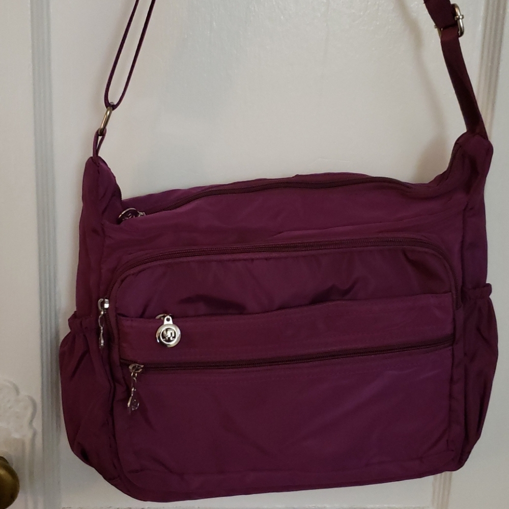 NWOT.  Burgandy nylon crossbody bag